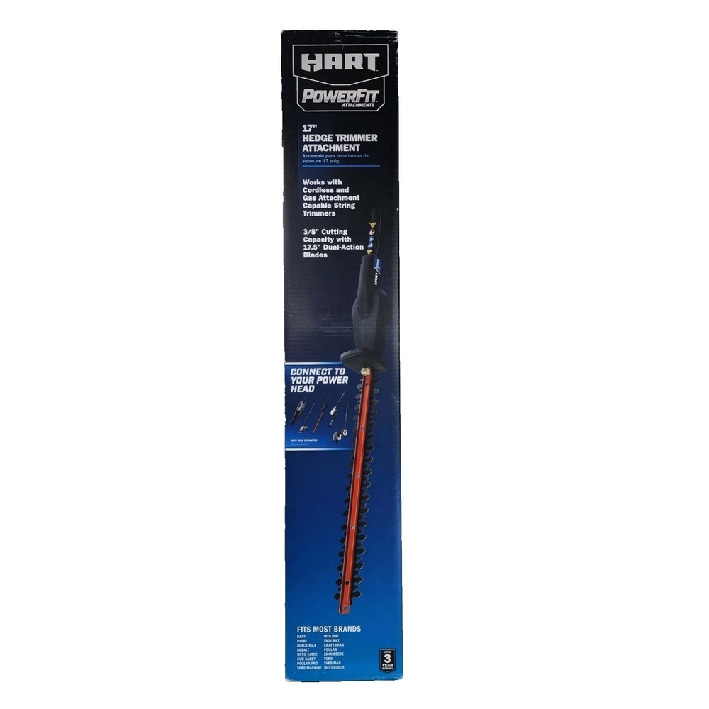 HART Hedge Trimmer Attachment ONLY 17.5" PowerFit Dual-Action Blade 3/8"" Cap